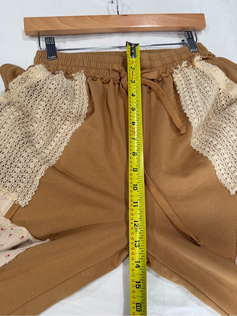 Casual Wide-Leg Patchwork Lounge Pants in Camel - Picture 9 of 12